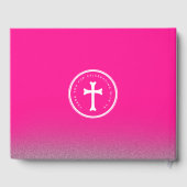 Roze Baby Foto Baptisme Christening Cross Glitter Gastenboek (Achterkant)