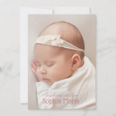  roze Baby Foto geboorteaankondigingen (Voorkant)