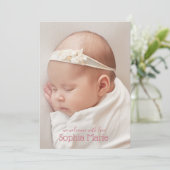  roze Baby Foto geboorteaankondigingen (Staand voorkant)