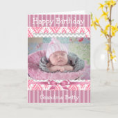 Roze Baby Foto Gelukkige Verjaardag Oma Kaart (Gele Bloem)