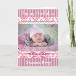 Roze Baby Foto Happy Birthday Grandma Card Kaart