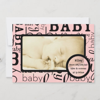  roze baby fotoaankondigingen aankondiging