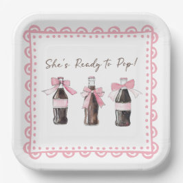Roze Baby Frisdrank Klaar om te POP  Papieren Bordje