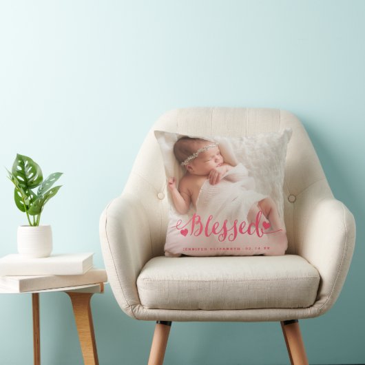 Roze Baby geboorte Foto Keepomwille Pillow Kussen (Stoel)