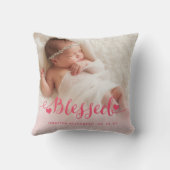 Roze Baby geboorte Foto Keepomwille Pillow Kussen (Achterkant)
