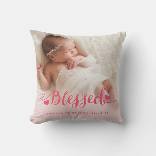 Roze Baby geboorte Foto Keepomwille Pillow Kussen (Voorkant)