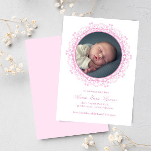 Roze Baby Geboorteaankondiging Fotokaart
