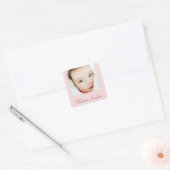 Roze Baby Geboorteaankondiging Vintage Vierkante Sticker (Envelop)
