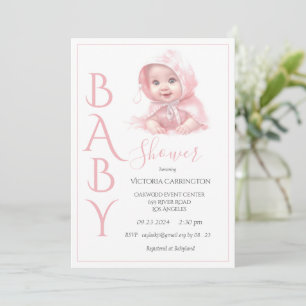 Roze Baby Girl Baby shower Kaart