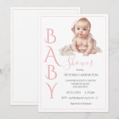 Roze Baby Girl Baby shower Kaart (Voorkant / Achterkant)