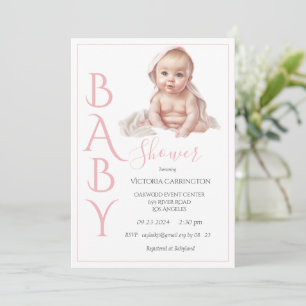 Roze Baby Girl Baby shower Kaart