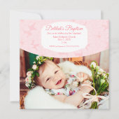Roze Baby Girl Baptism Invite Kaart (Voorkant)