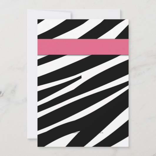 Roze baby Girl Birth Announcement Zebra Pattern Aankondiging (Achterkant)