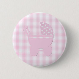  Roze Baby Girl  Carriage Ronde Button 5,7 Cm