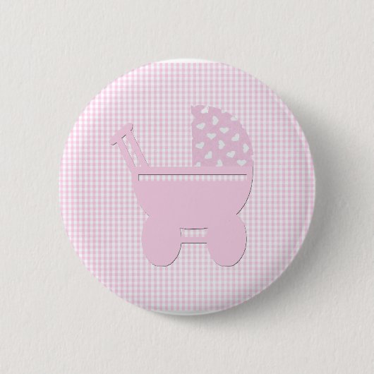  Roze Baby Girl  Carriage Ronde Button 5,7 Cm (Voorkant)