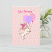 Roze Baby Girl Chihuahua Birthday Uitnodiging (Staand voorkant)