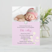 Roze Baby Girl Christening Uitnodiging (Staand voorkant)