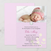 Roze Baby Girl Christening Uitnodiging (Voorkant / Achterkant)