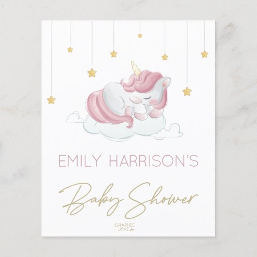 Roze Baby Girl Eenhoorn Wensen voor Baby (Achterkant)