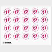 Roze Baby Girl Foot Prints Ronde Sticker (Vel)
