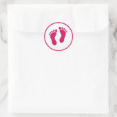 Roze Baby Girl Foot Prints Ronde Sticker (Tas)