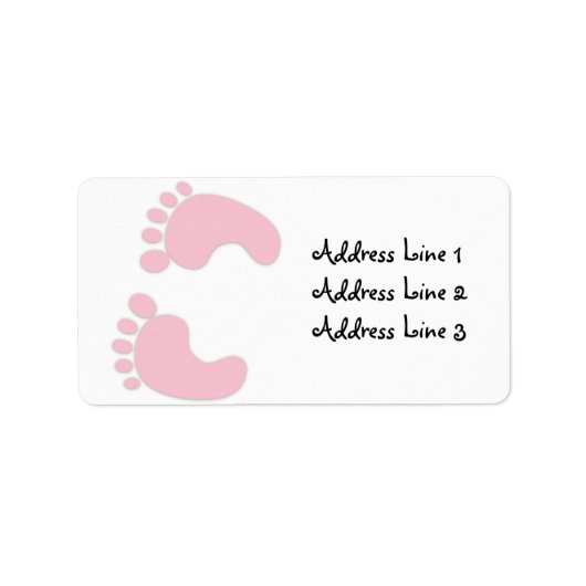 Roze Baby Girl Footprint Address Label (Voorkant)
