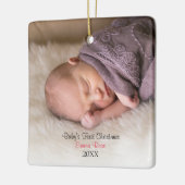 Roze baby Girl Foto baby's eerste kerstdag Keramisch Ornament (Links)
