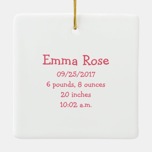 Roze baby Girl Foto baby's eerste kerstdag Keramisch Ornament (Achterkant)