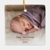 Roze baby Girl Foto baby's eerste kerstdag Keramisch Ornament (Voorkant)