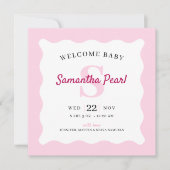 Roze Baby Girl Foto geboorteaankondiging (Voorkant)