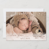 Roze Baby Girl Foto geboorteaankondiging Aankondiging (Voorkant)