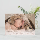 Roze Baby Girl Foto geboorteaankondiging Aankondiging (Staand voorkant)