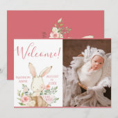 Roze Baby Girl Fotoscriptie geboorte Aankondiging (Voorkant / Achterkant)