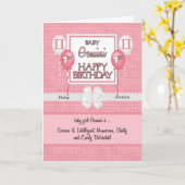 Roze Baby Girl Gemini Zodiac 1ste verjaardag Kaart (Gele Bloem)