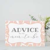 Roze Baby Girl Giraffe Advice Kaart (Staand voorkant)