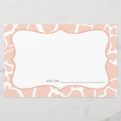 Roze Baby Girl Giraffe Advice Kaart (Achterkant)