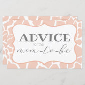 Roze Baby Girl Giraffe Advice Kaart (Voorkant / Achterkant)