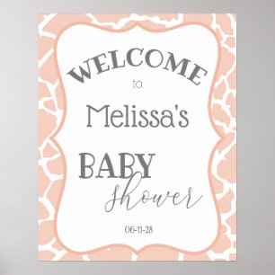 Roze Baby Girl Giraffe Baby shower Poster