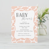Roze Baby Girl Giraffe Baby shower Uitnodiging (Staand voorkant)