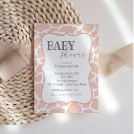 Roze Baby Girl Giraffe Baby shower Uitnodiging