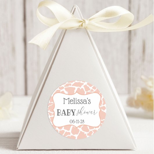 Roze Baby Girl Giraffe Ronde Sticker