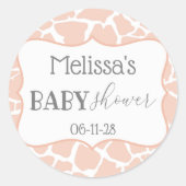 Roze Baby Girl Giraffe Ronde Sticker (Voorkant)