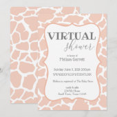 Roze Baby Girl Giraffe Virtuele uitnodiging (Voorkant / Achterkant)