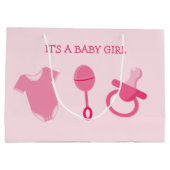 Roze baby Girl Het is een babymeisje Groot Cadeauzakje (Achterkant)