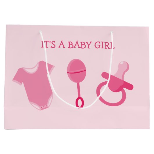 Roze baby Girl Het is een babymeisje Groot Cadeauzakje (Achterkant)