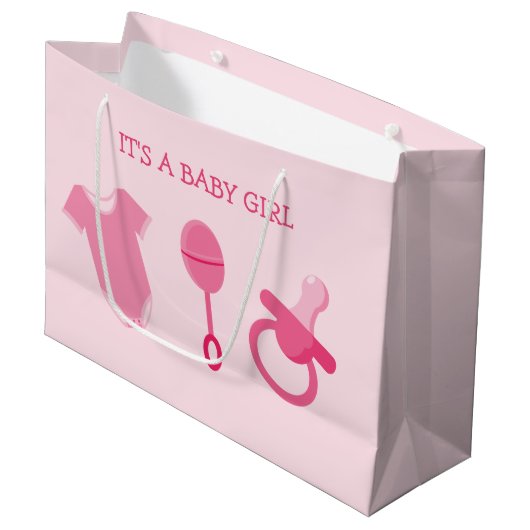 Roze baby Girl Het is een babymeisje Groot Cadeauzakje (Voorkant Gekanteld)