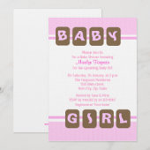 Roze Baby Girl Kaart (Voorkant / Achterkant)