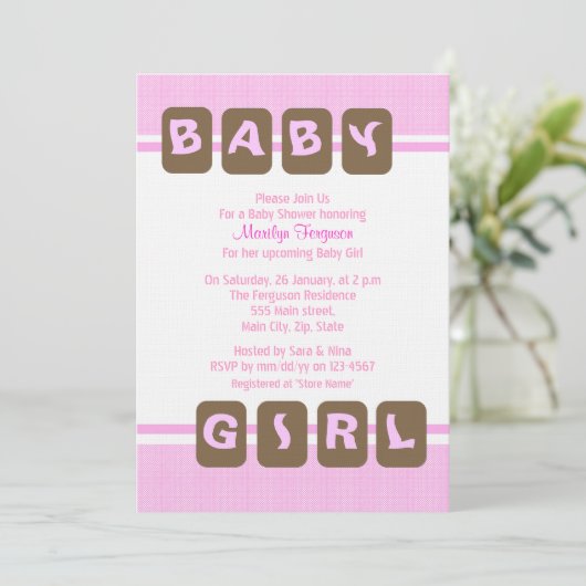 Roze Baby Girl Kaart (Staand voorkant)