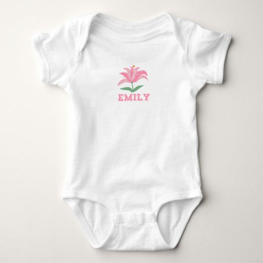 Roze baby girl lily bloem body romper (Voorkant)