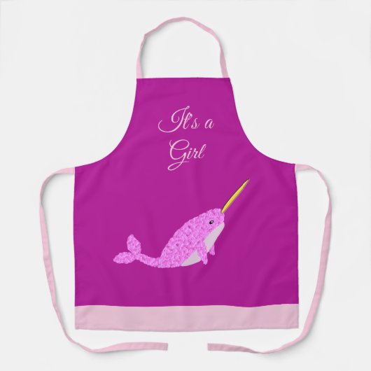  Roze Baby Girl Narwhal - Aangepast Schort (Voorkant)